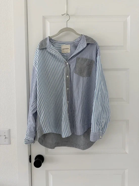 Lucky Brand Blue & White Striped Button Down Shirt - Picture 1 of 2